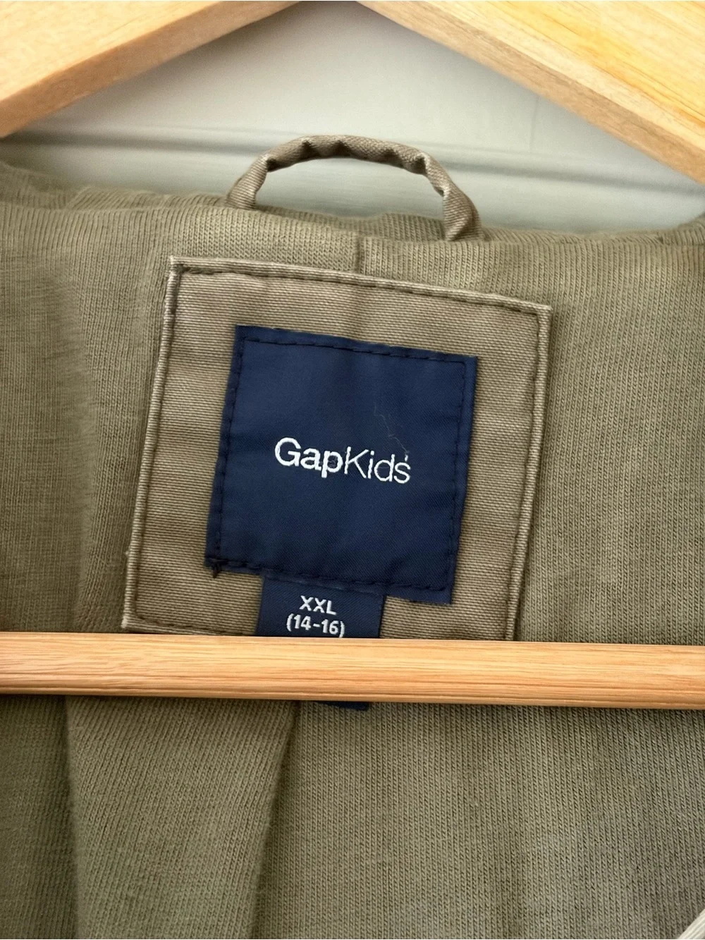 Gap Kids Girls Olive Green Cargo Jacket Hooded Cotton Parka Size XXL 14/16